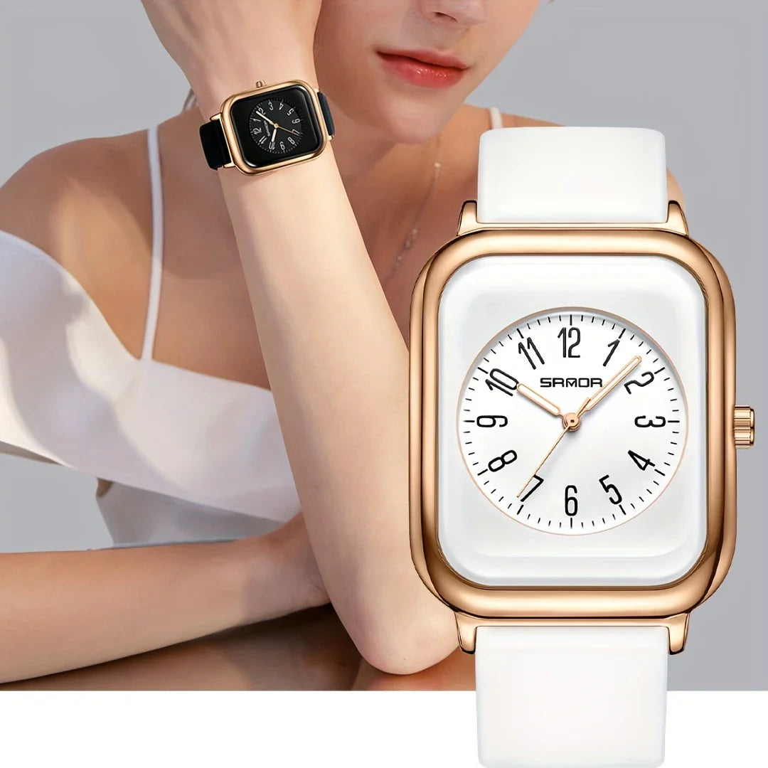 Vierkante kwarts Horloges Silicone Strap Zink Alloy Wijzer