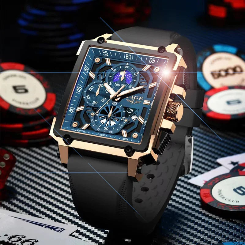 Kwartshorloge voor dames met vierkante wijzerplaat, klassiek design met lichtgevende wijzers