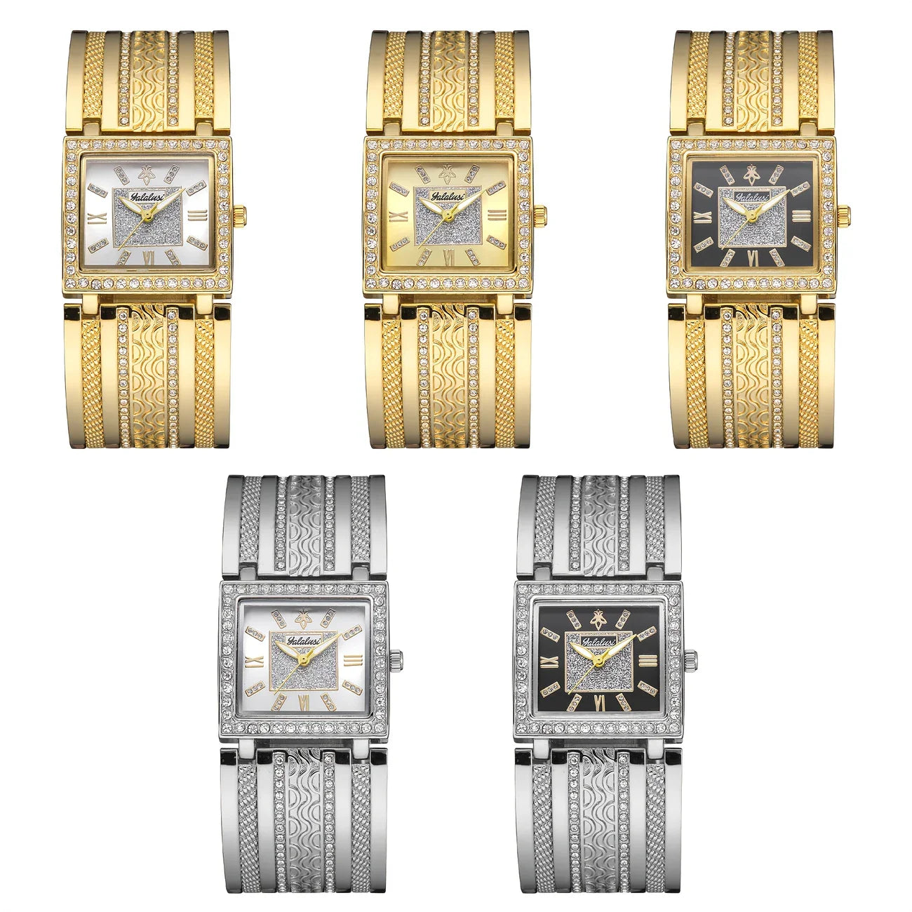 Luxe gouden dameshorloge met strass details