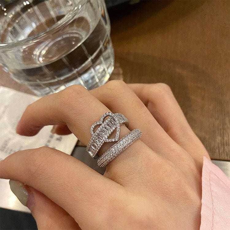 Designer hart zirkonia ring