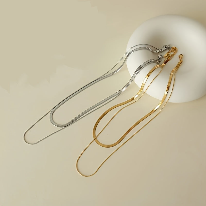 Elegante Dubbele Laag Ketting – Strakke Platte Schakel voor Dames en Heren