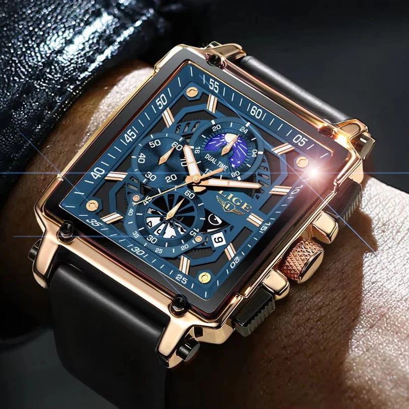 Kwartshorloge voor dames met vierkante wijzerplaat, klassiek design met lichtgevende wijzers