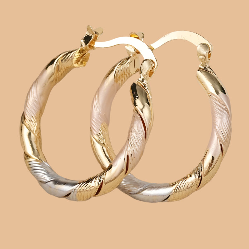 Tijdloze Twee-Kleurige Hoepeloorbellen – Elegant Rond Ontwerp