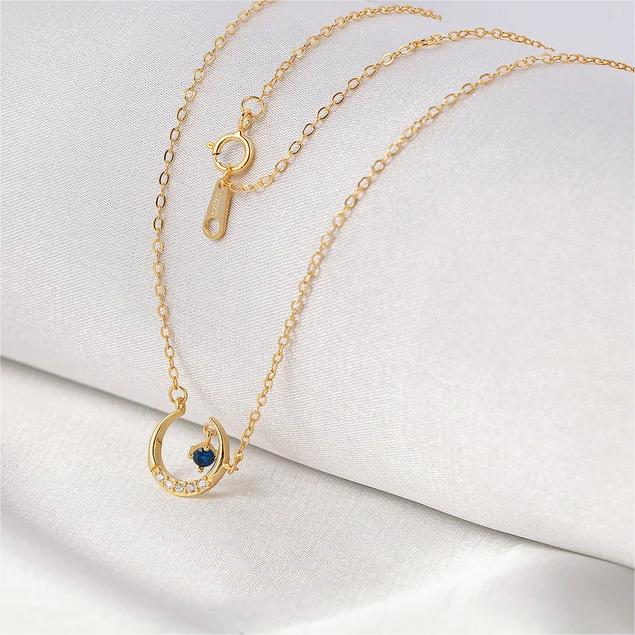 Geboortesteen-maanhanger – Elegante edelsteenketting voor haar