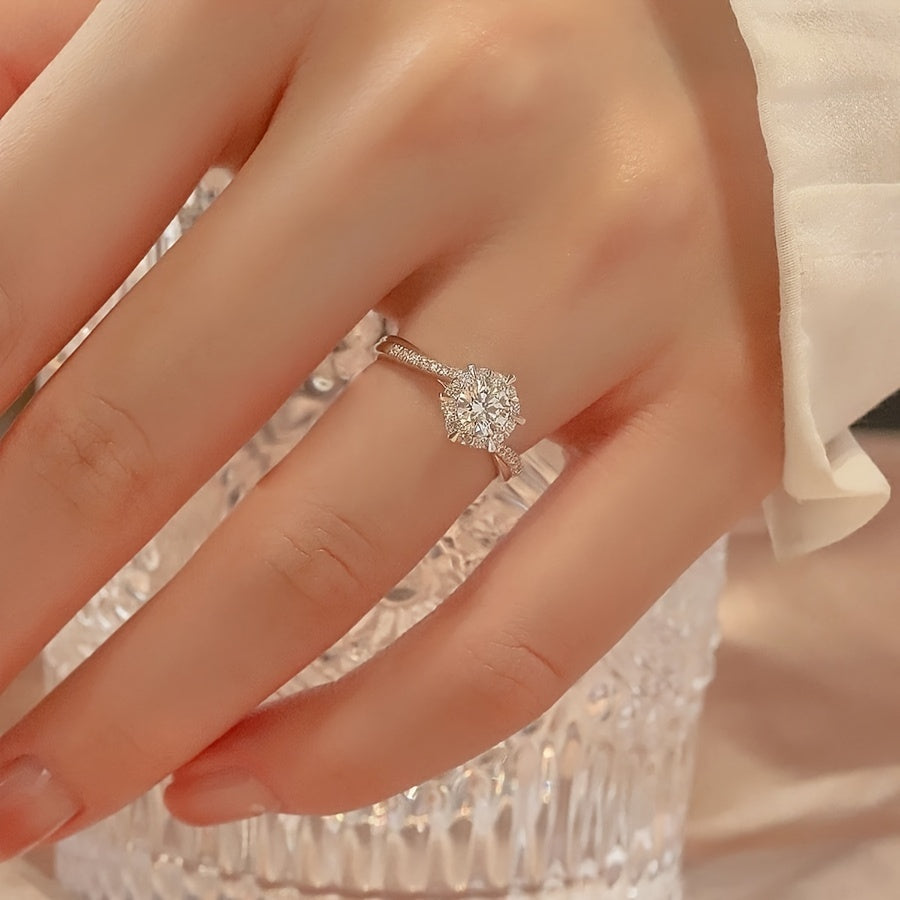 Elegante Hartvormige Ring met Synthetische Edelsteen