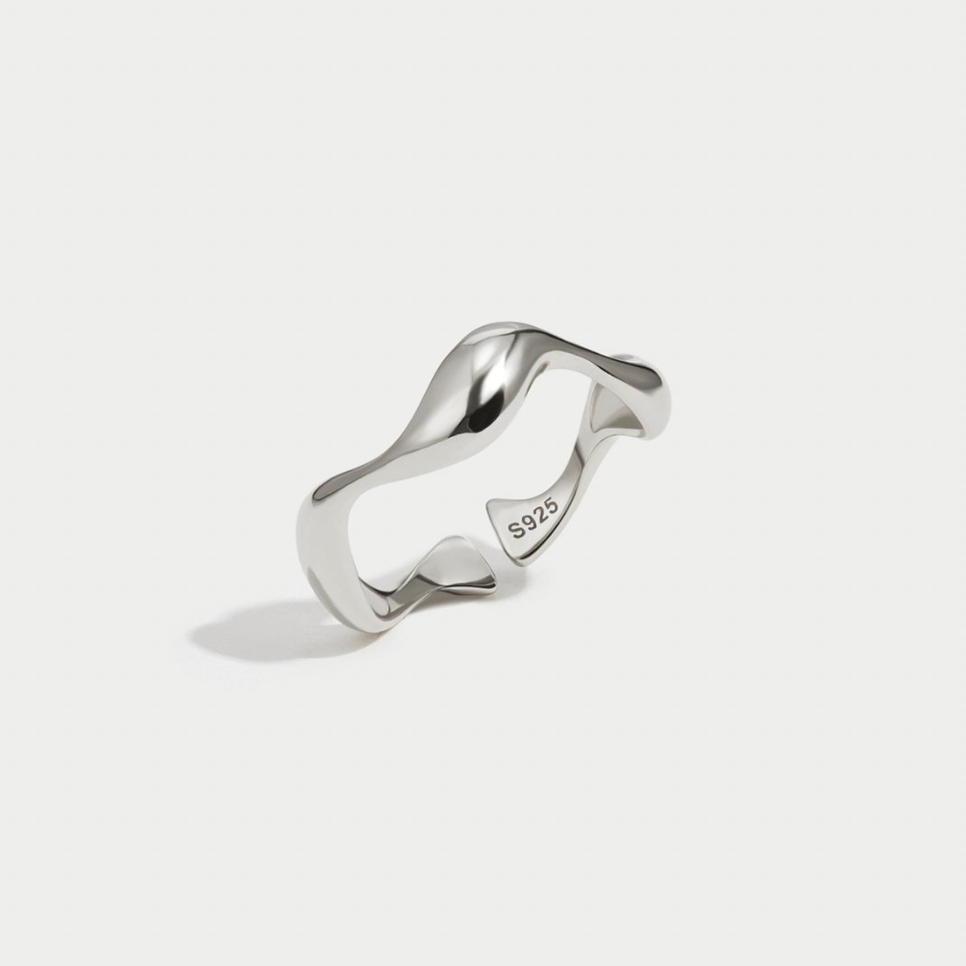 Verstelbare Zilveren Ring met Golvend Design