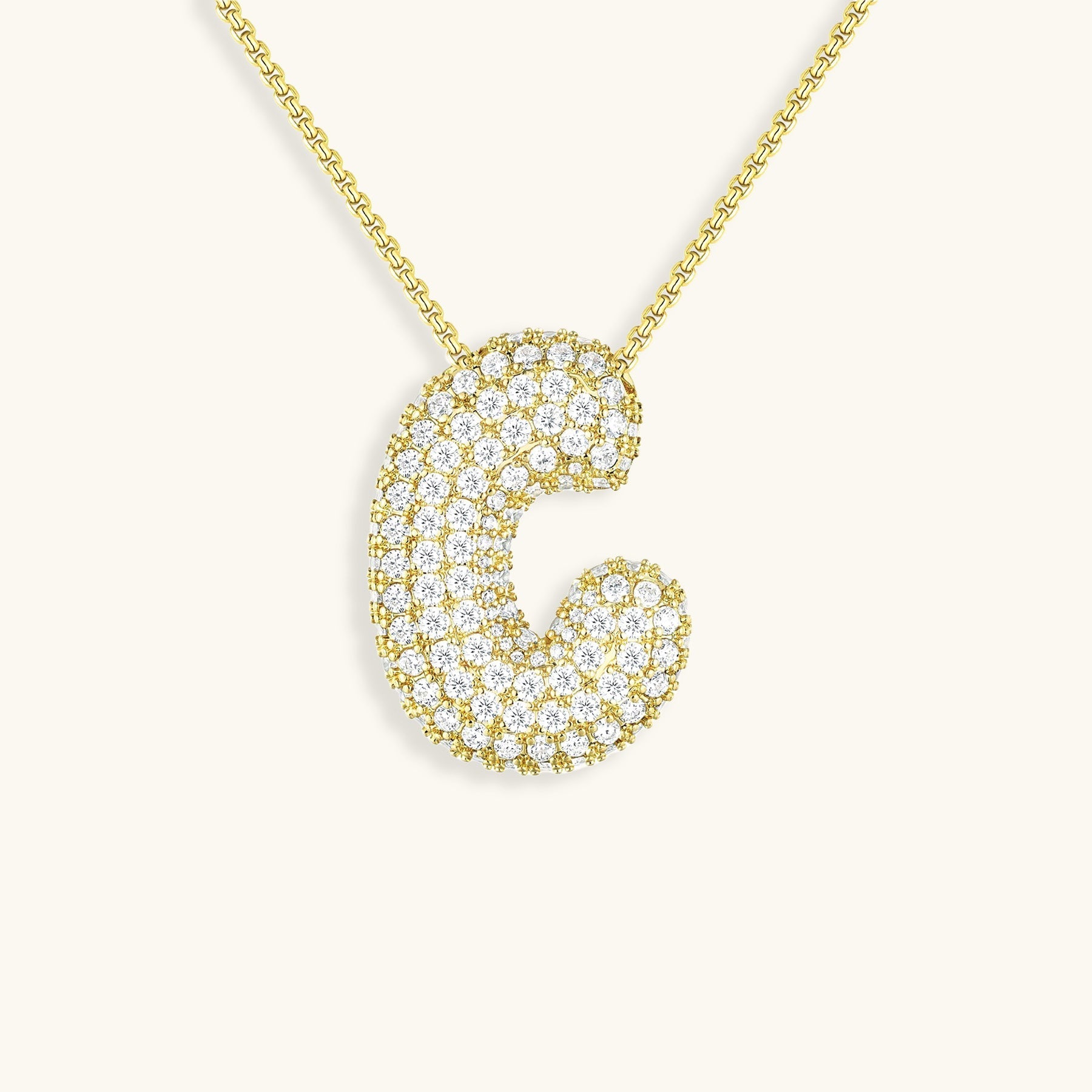 Bubbel initiaal diamanten ketting