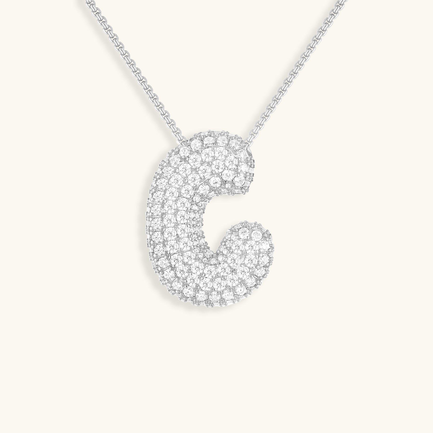 Bubbel initiaal diamanten ketting