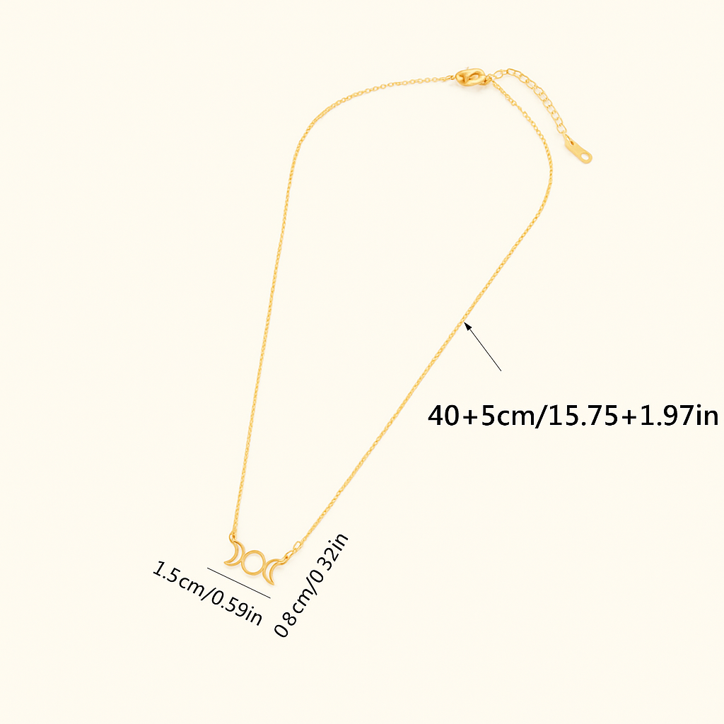 Vintage 18K Goudvergulde Triquetra Maanfasen Ketting