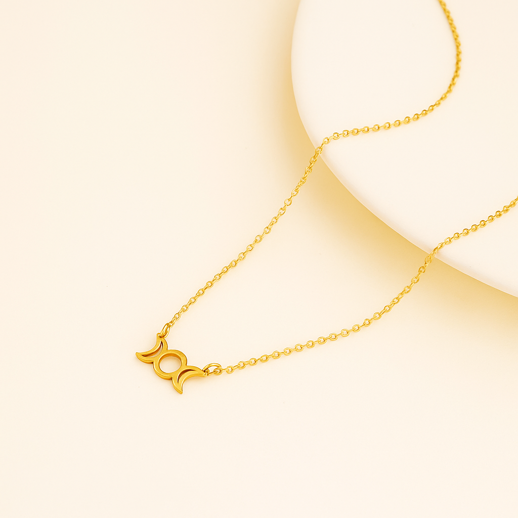 Vintage 18K Goudvergulde Triquetra Maanfasen Ketting