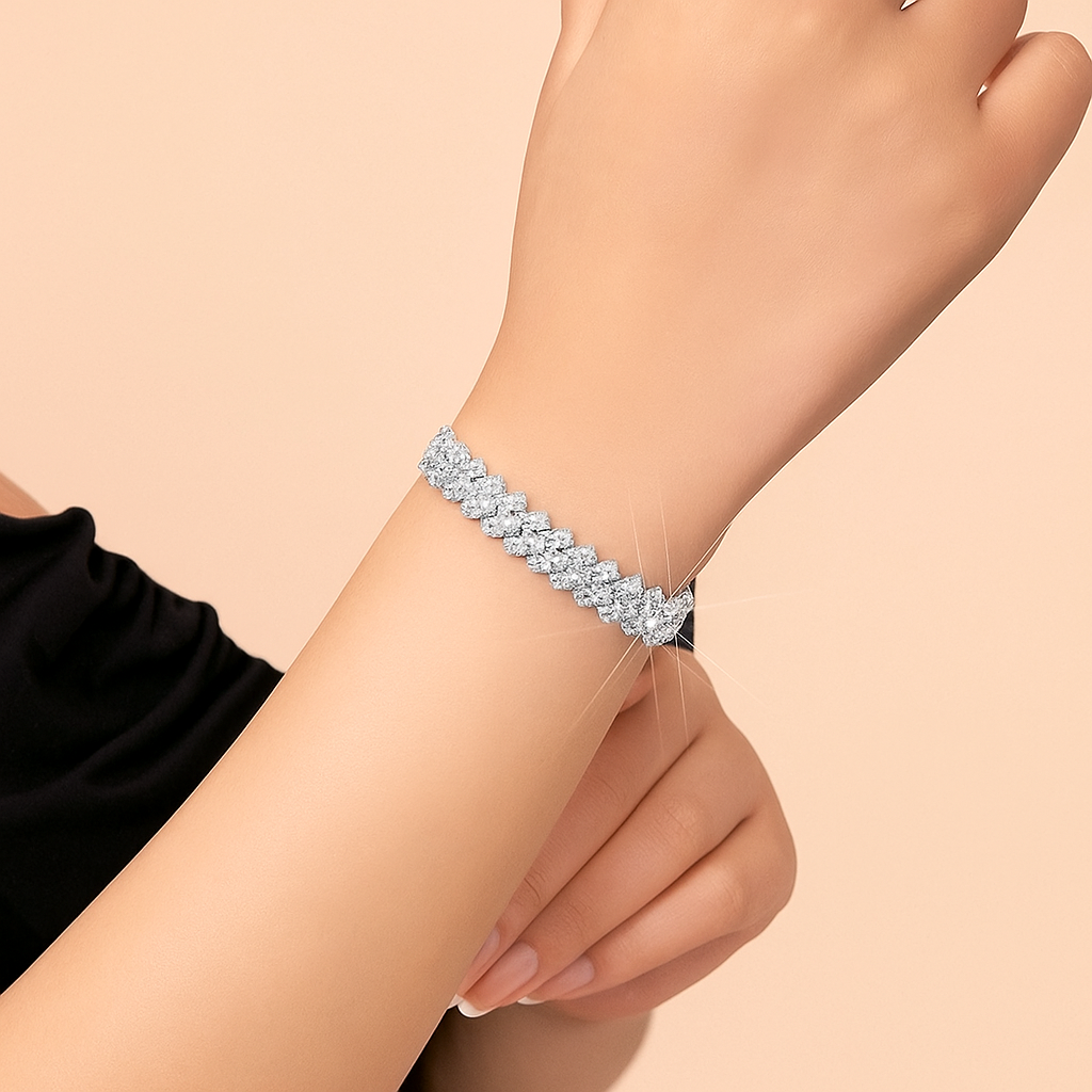 Diamantgeslepen Armband met Synthetische Stenen - Gedraaide Waterklauw Schakelketting