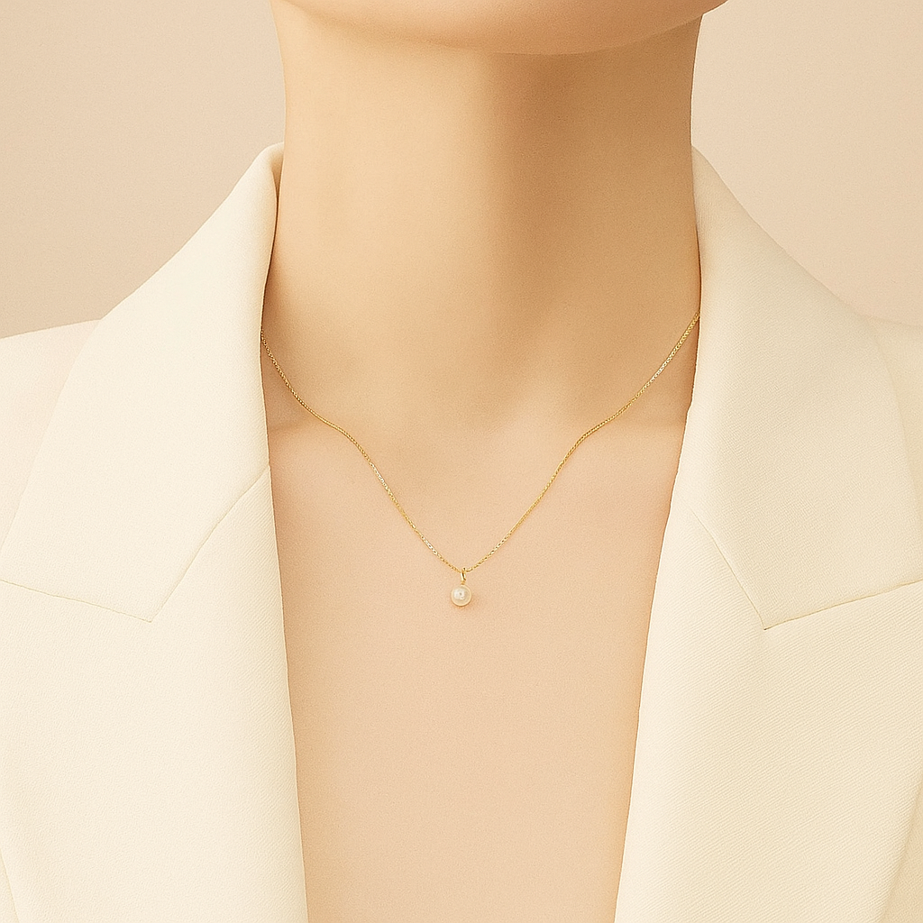 Elegante 18K Vergulde Ketting met Enkele Imitatieparel