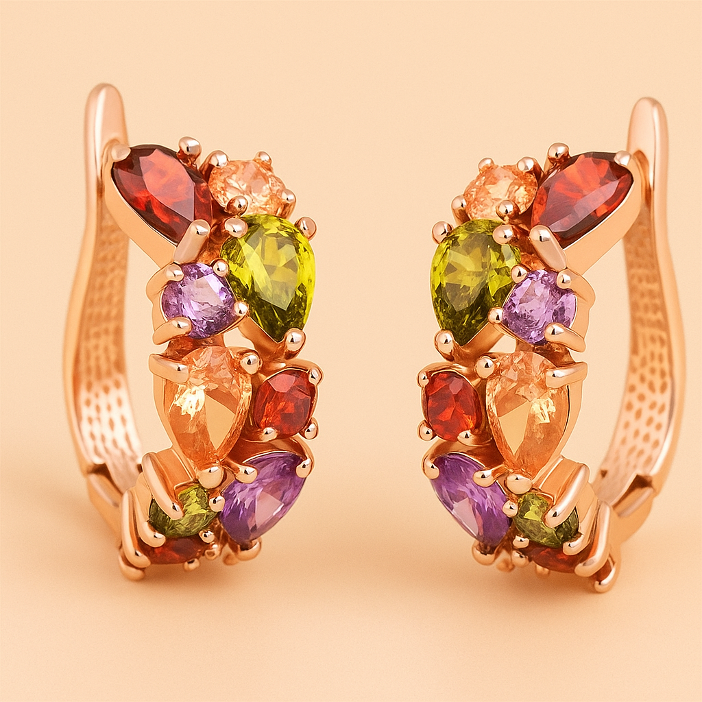 Prachtige Hoepeloorbellen met Multicolor Zirkonia