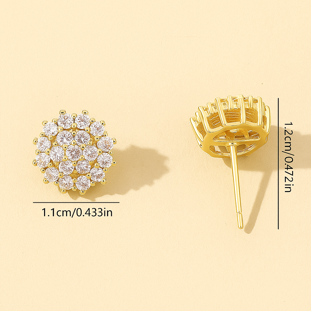 Luxe Bloemvormige Koperen Oorbellen met Sprankelende Synthetische Zirkonia