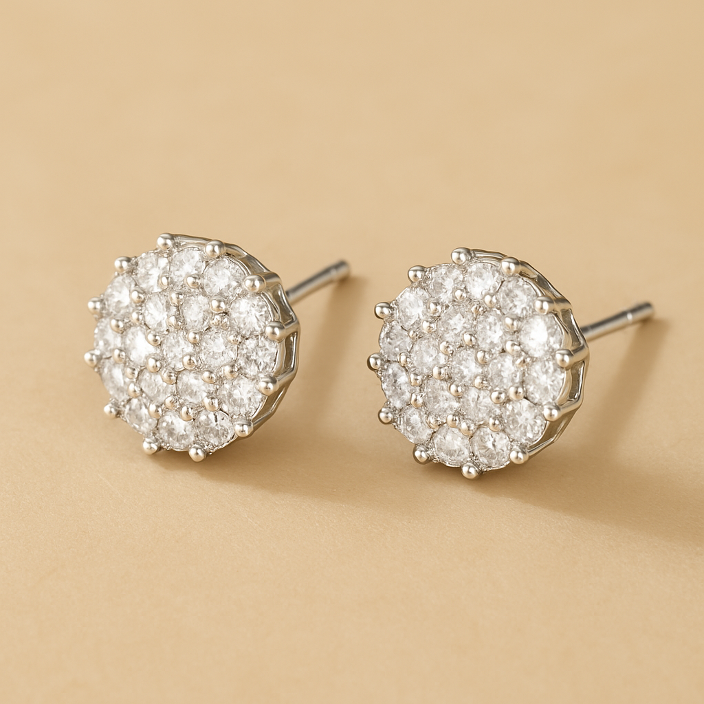 Luxe Bloemvormige Koperen Oorbellen met Sprankelende Synthetische Zirkonia