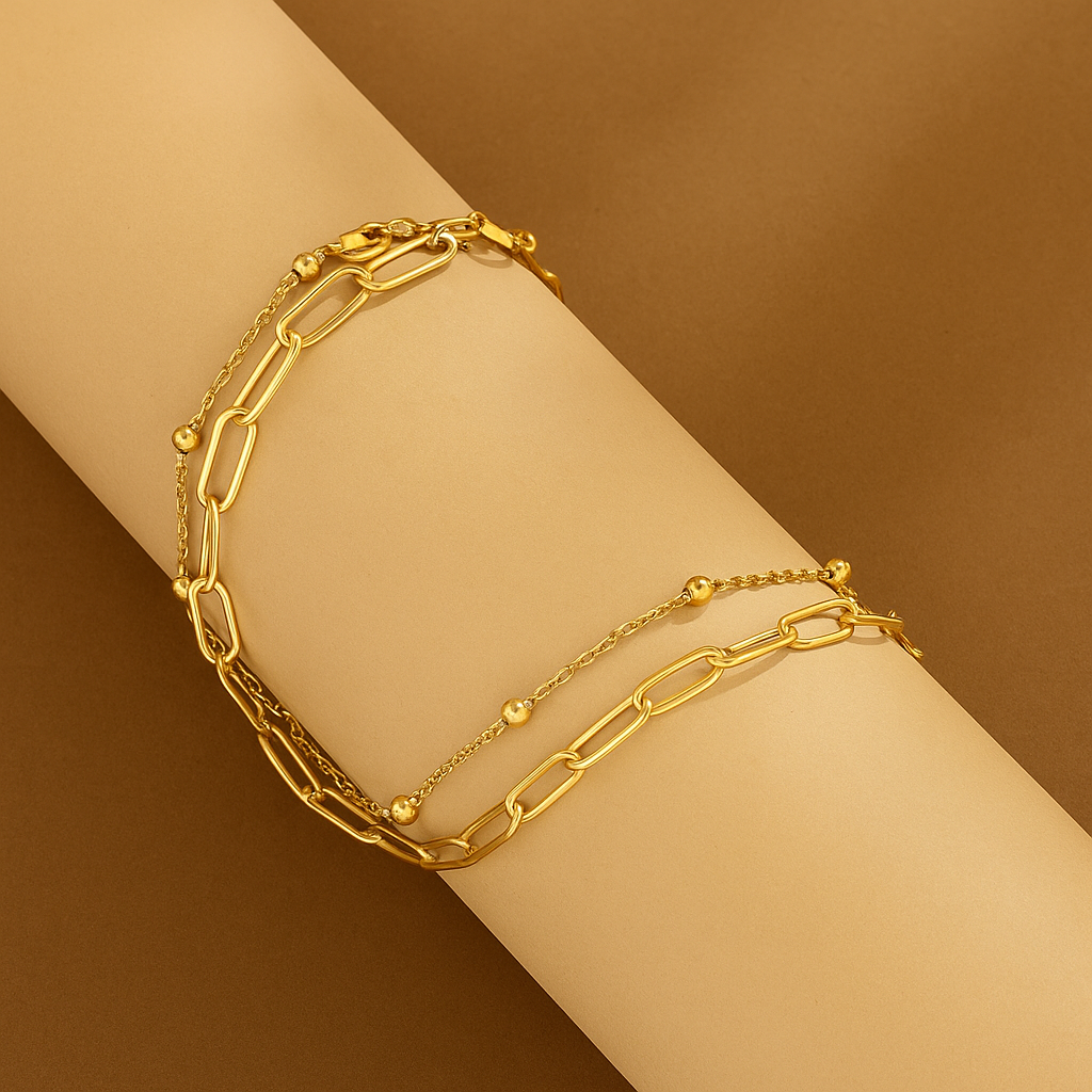Elegante Dubbele Laag 18K Goud Vergulde Armband