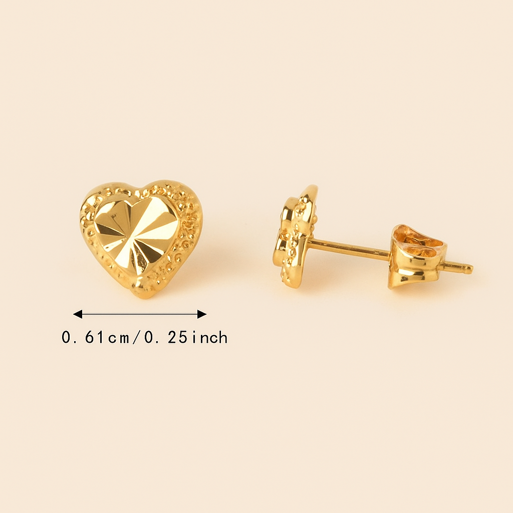 Elegante 18K Gouden Hartvormige Oorknopjes