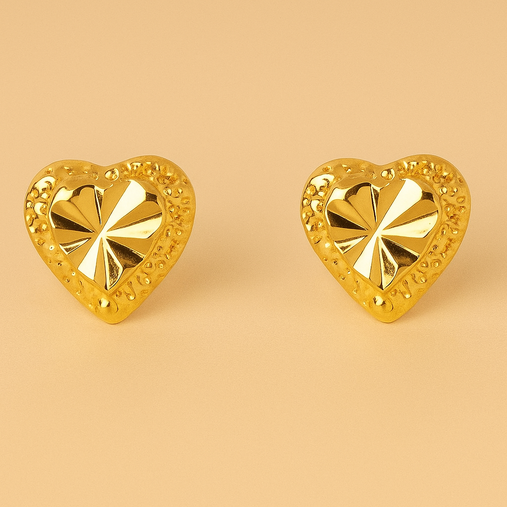 Elegante 18K Gouden Hartvormige Oorknopjes