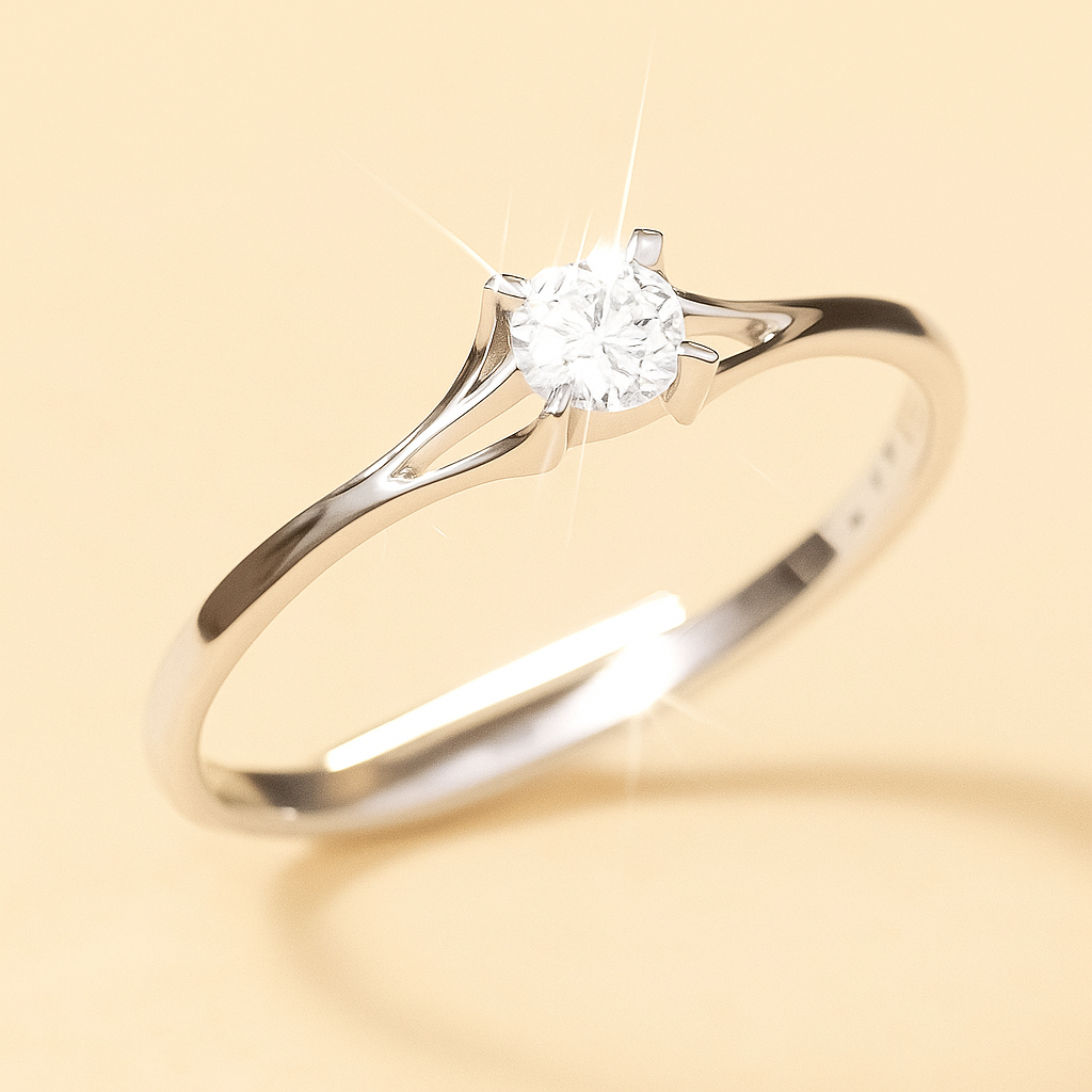 4-Poots Zirkonia Verlovingsring met Elegante Dunne Band voor Dames