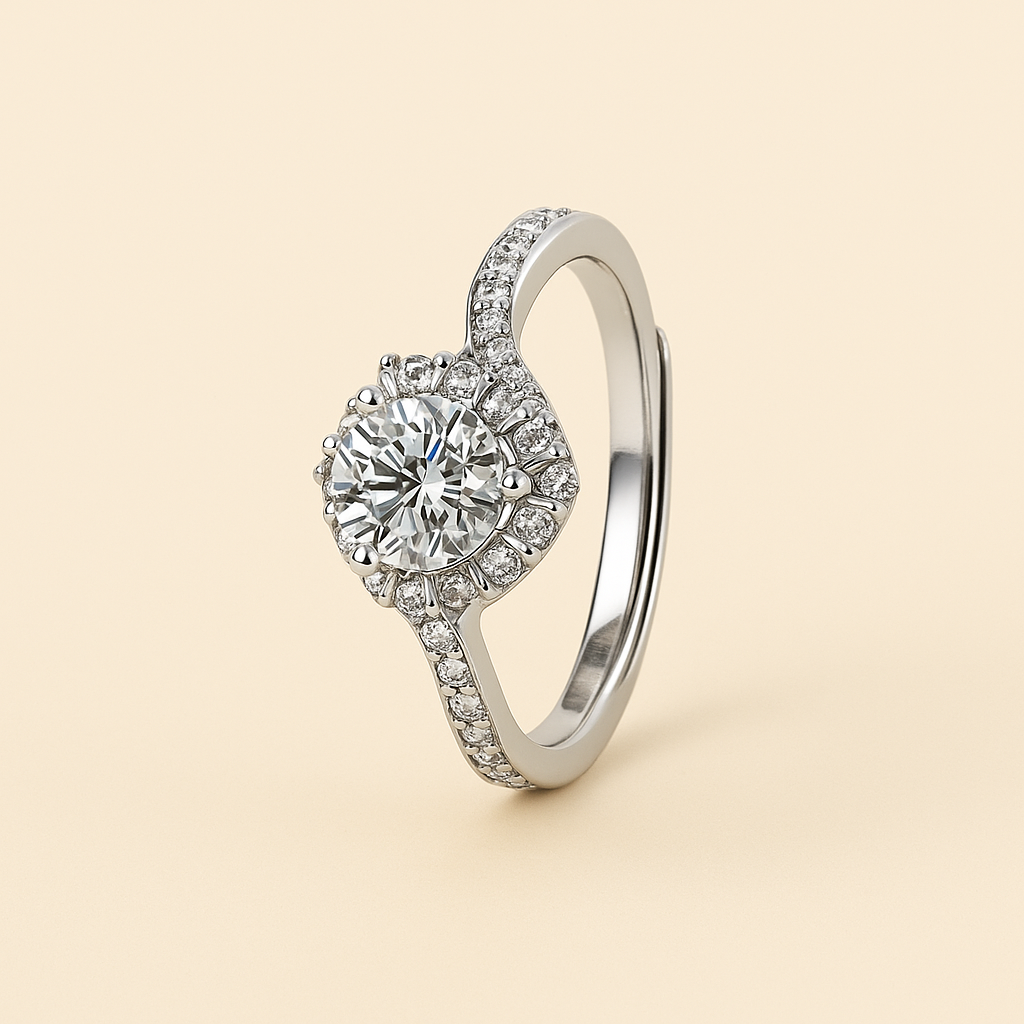 Elegante Hartvormige Ring met Synthetische Edelsteen