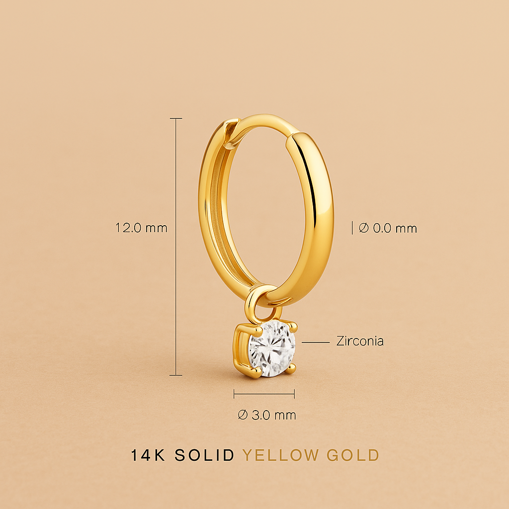 Larmes de Lune Stenen Hoepel Oorbellen in 14k Goud