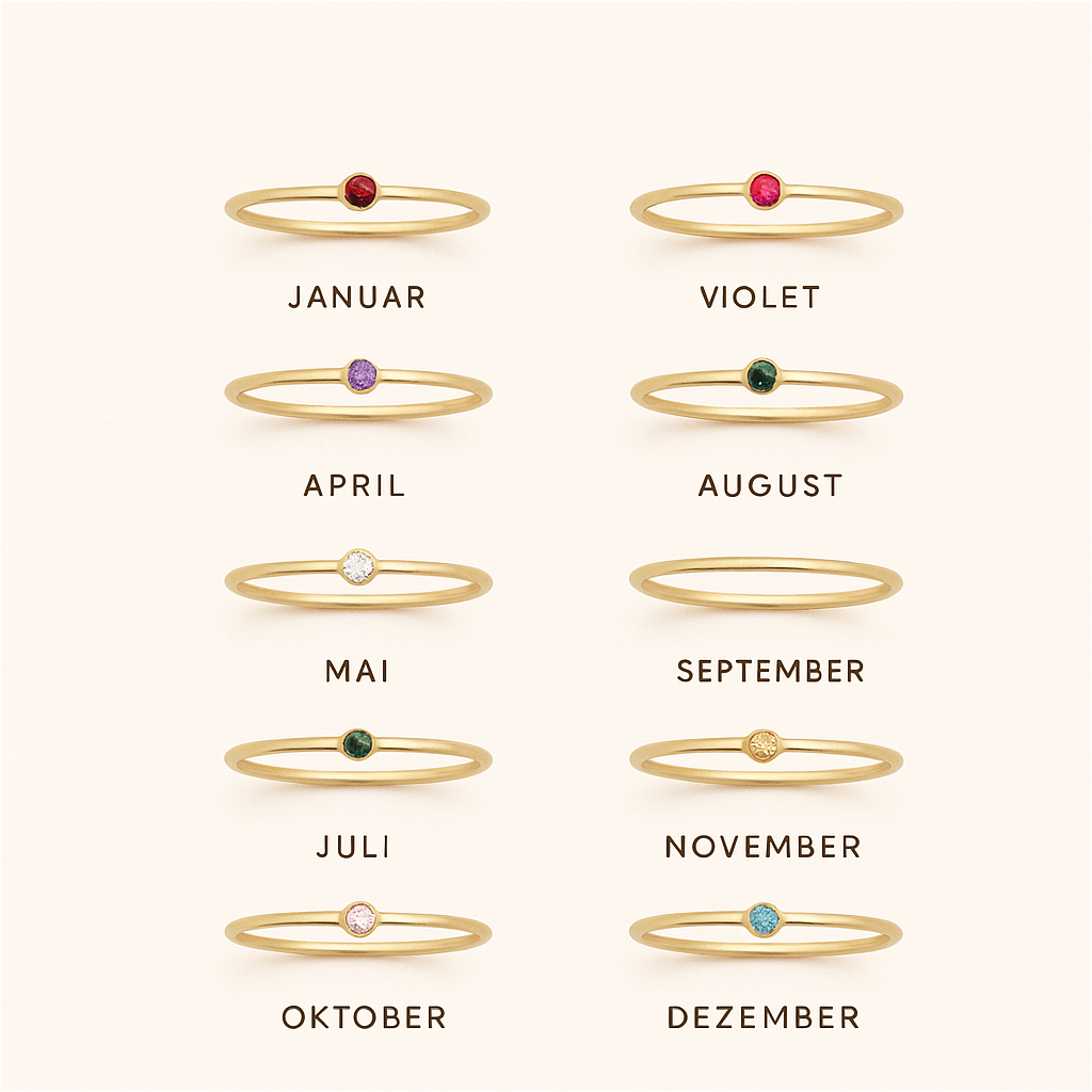 Amelia geboortesteen stapelring