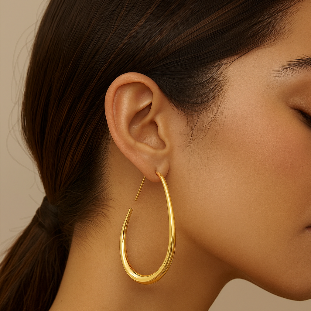 Minimalistische Druppelvormige Hoepeloorbellen – Perfect voor Elegante Gelegenheden