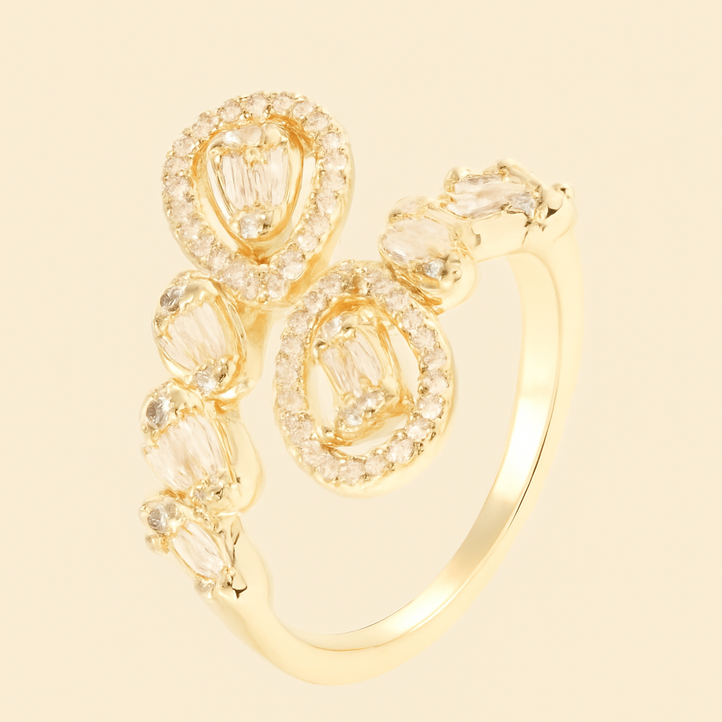 Ring van druppelkoper met synthetische zirkonia