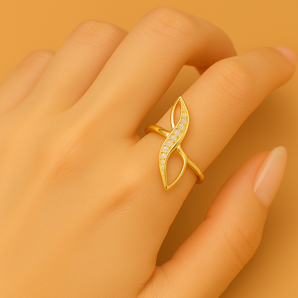 Chique ring met goudtint en sprankelend zirkonia-accent