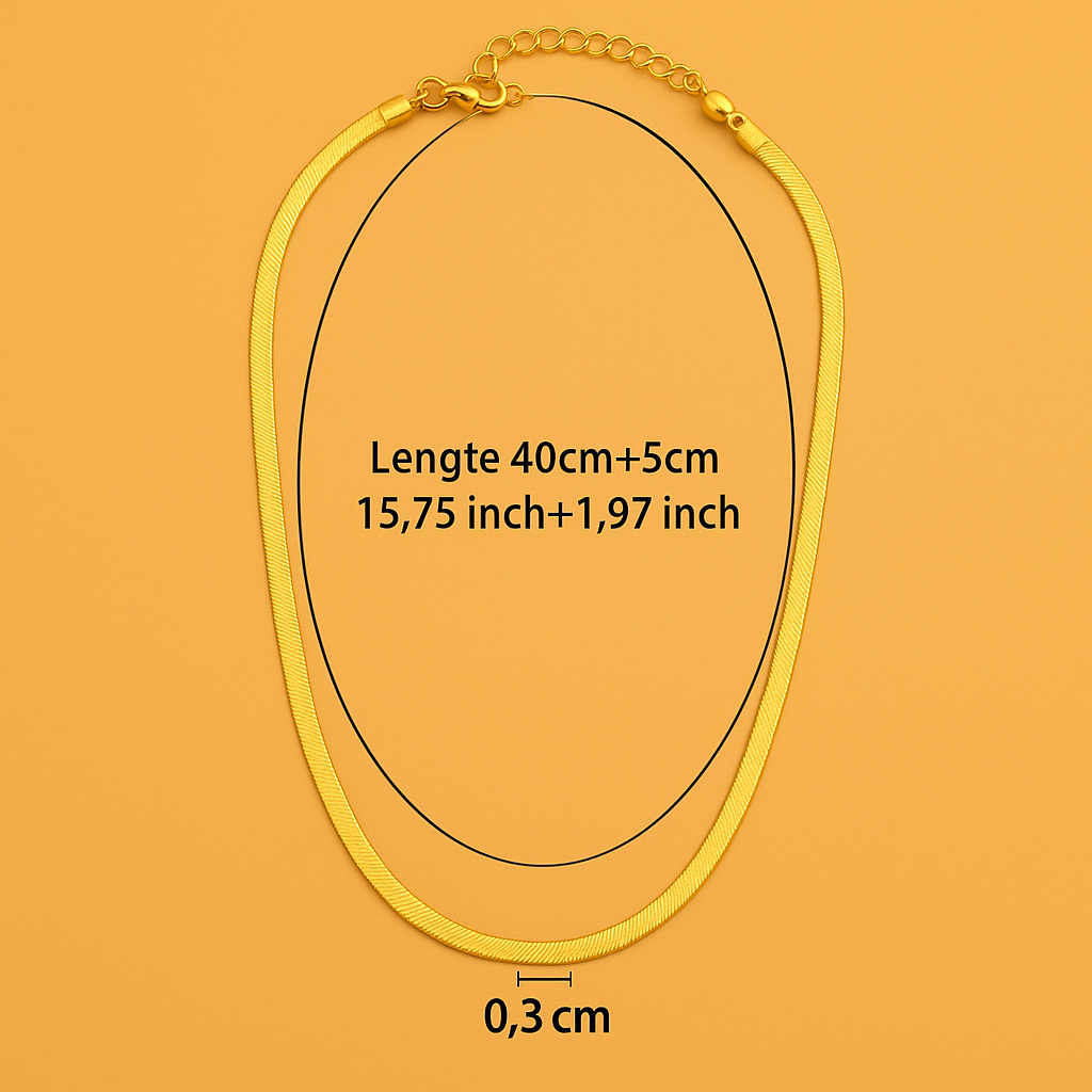 Verfijnde slangenbotketting - 18K vergulde elegantie