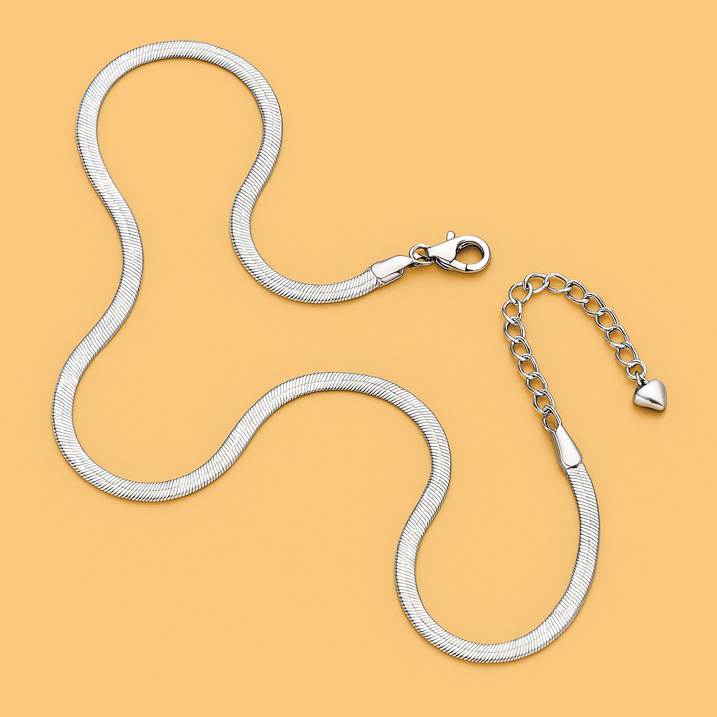 Verfijnde slangenbotketting - 18K vergulde elegantie