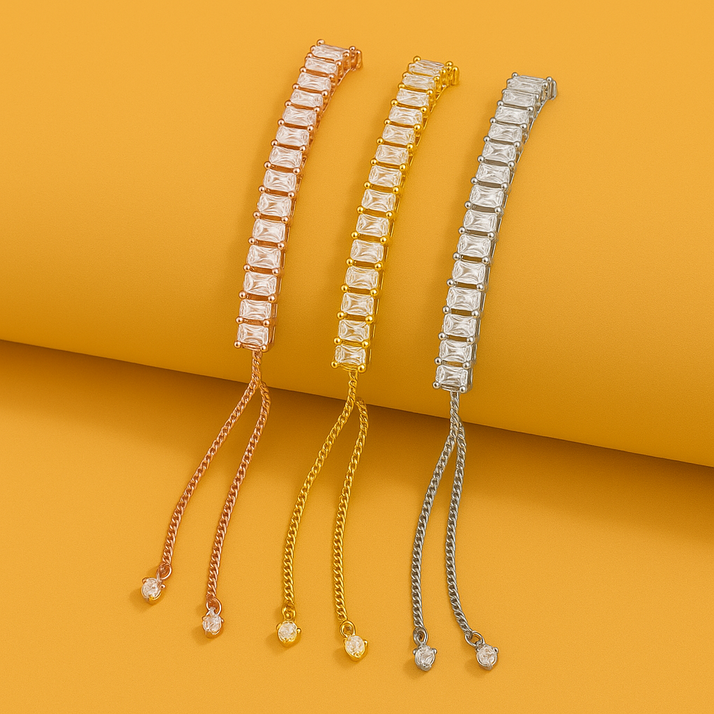 Luxe gouden armband - gepolijst koper met zirkonia details