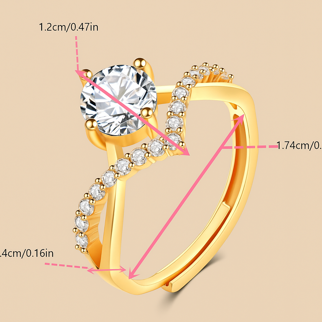 Klassieke 1 kt Princess Cut Verlovingsring - Zirkonia