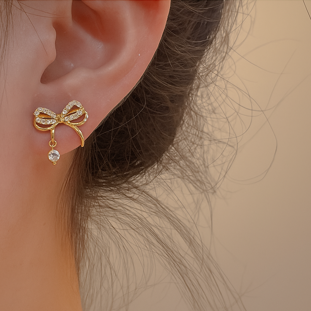 Elegante Vlinderstrik Kristal Oorbellen voor Vrouwen