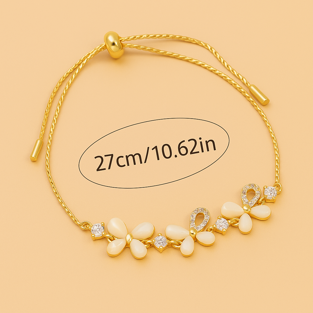 Vlinderarmband met Zirkonia en Kattenoog Accenten