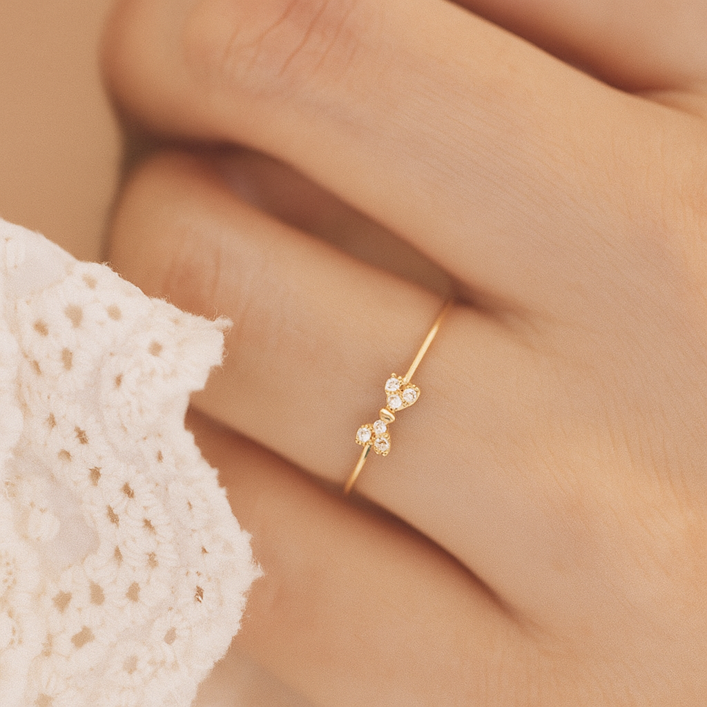 Ring met Fijn Japanse-Stijl Zirconia Strik