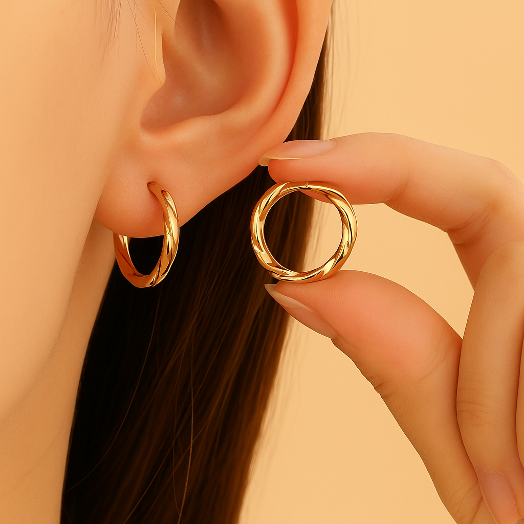 Ina Elegante 18K Vergulde Hoepeloorbellen