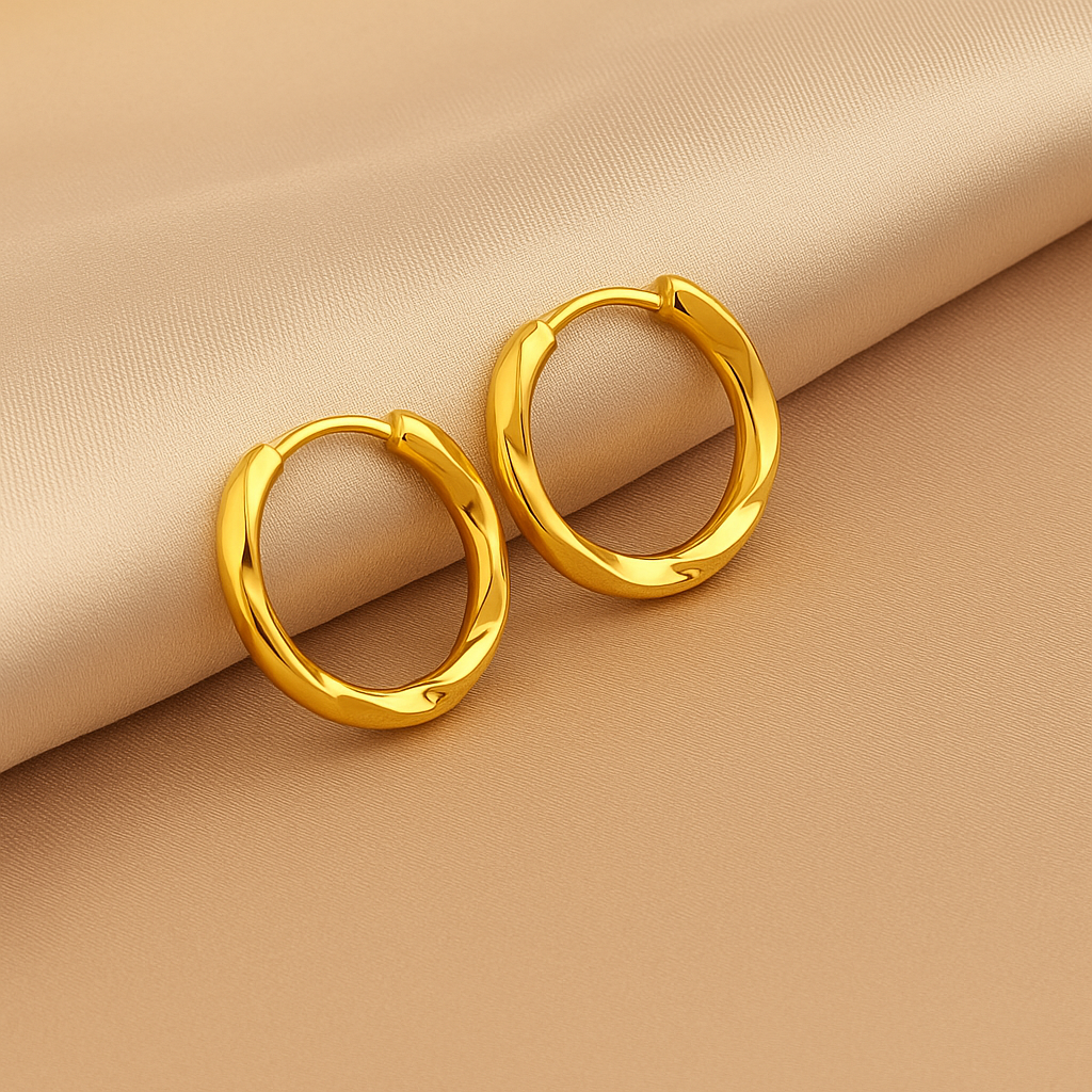 Ina Elegante 18K Vergulde Hoepeloorbellen