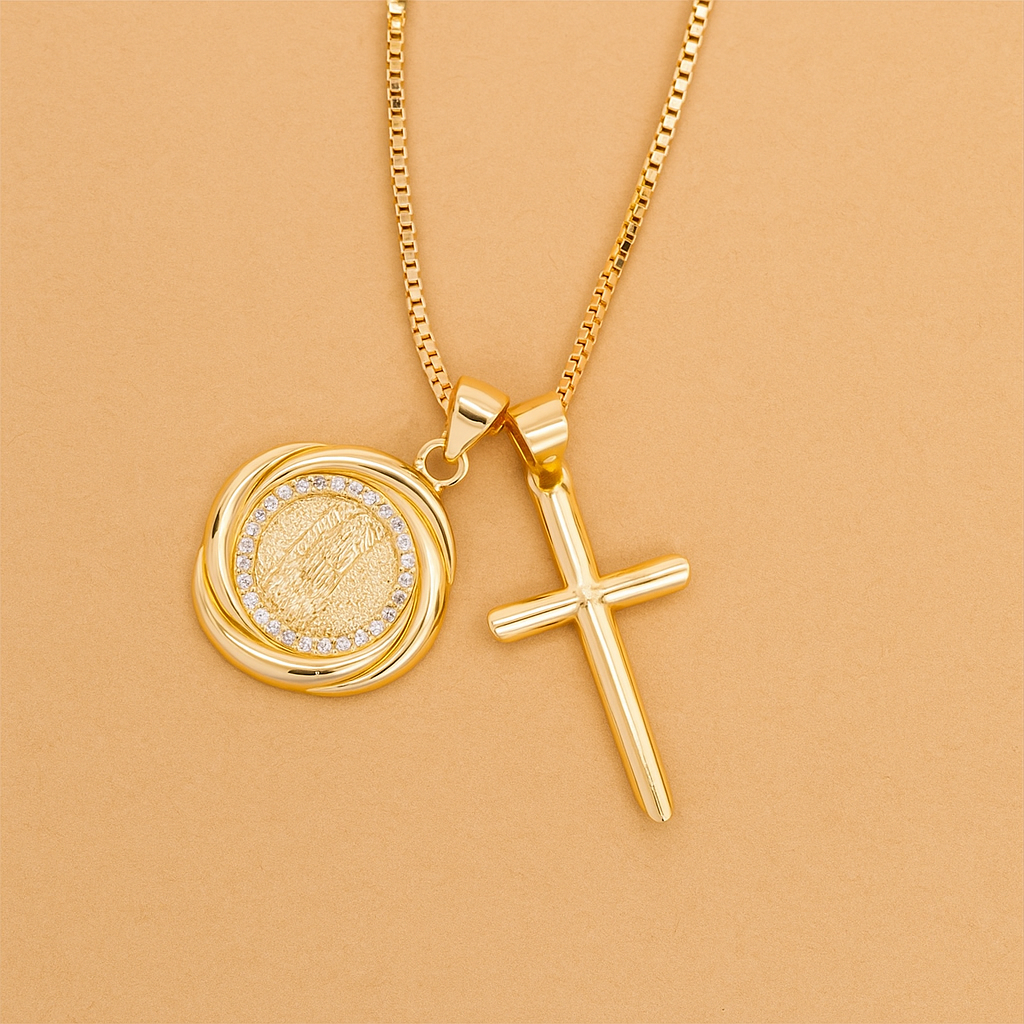 Zirkonia Maria Hangerketting – Afneembare Kruisbedel