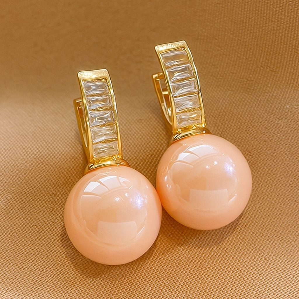 Chique Hoepeloorbellen met Roze Parel