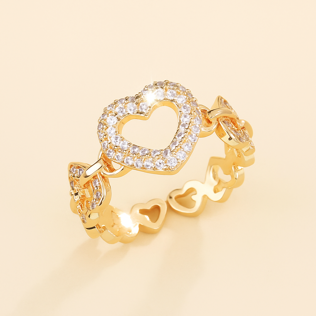 Gedurfde Hart Statement Ring – Sprankelende Synthetische Zirconia