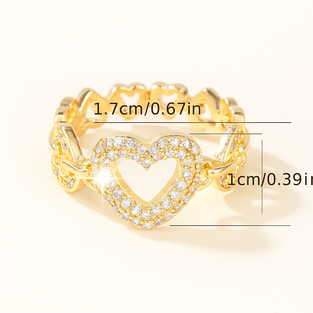 Gedurfde Hart Statement Ring – Sprankelende Synthetische Zirconia