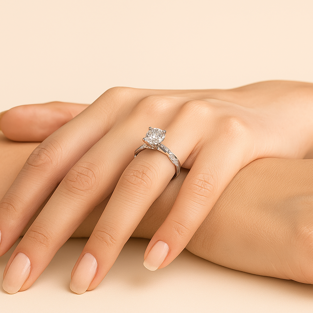 Elegante Princess Cut Ring – Sprankelend Gedraaid Design voor Haar