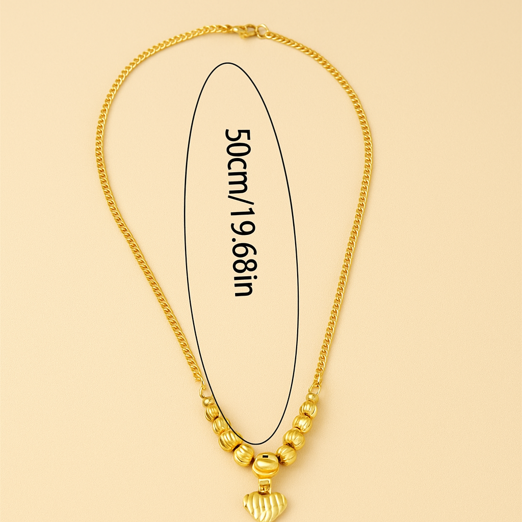 Chique Kralen Hart Hanger Ketting – 24K Goud Verguld