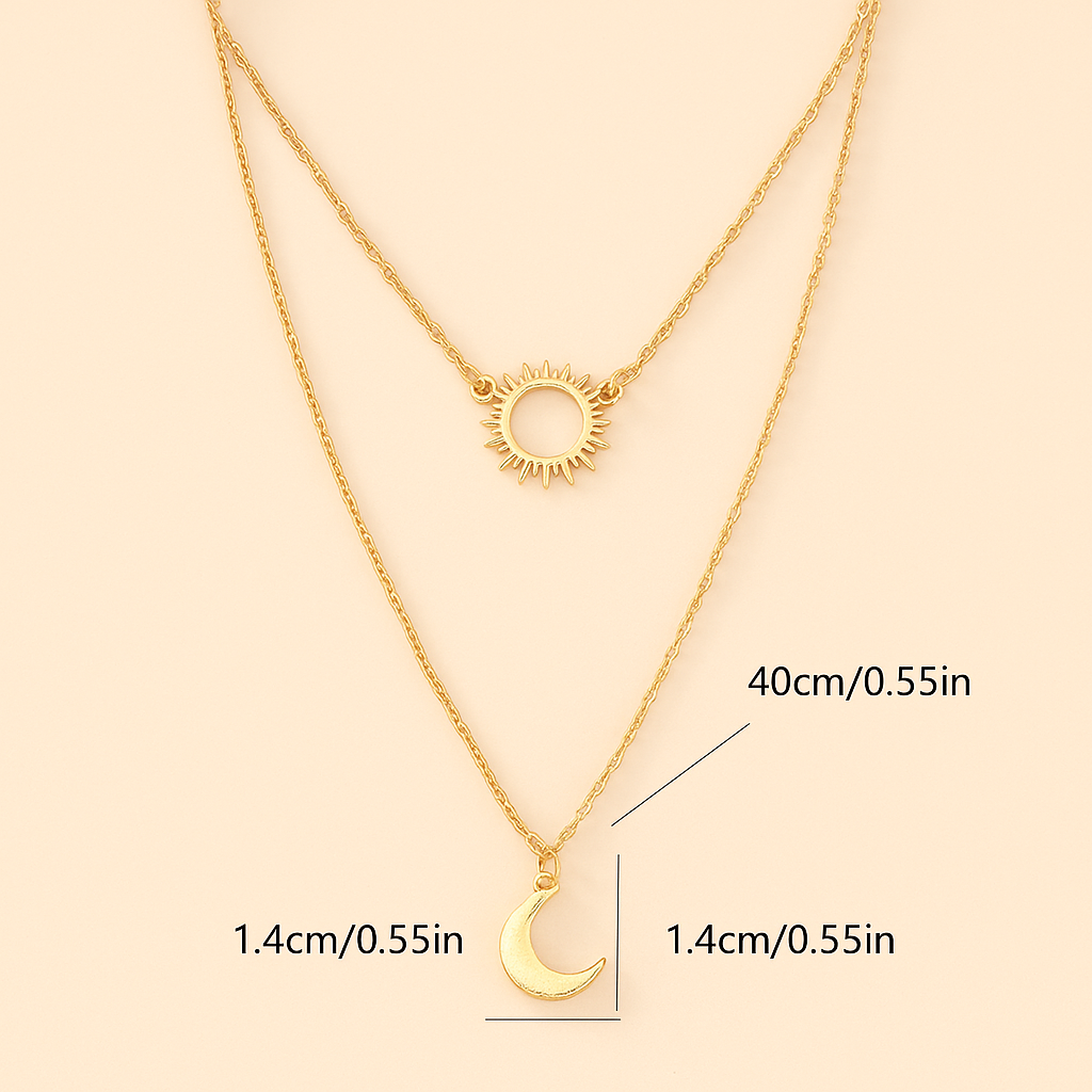 2-delige Elegante Zon & Maan Hangerketting Set