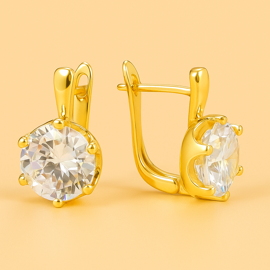 Luxe Gouden Hangoorbellen met Grote Zirkonia