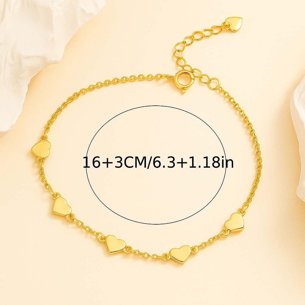 Minimalistische Armband met Hartbedel en Vergulde