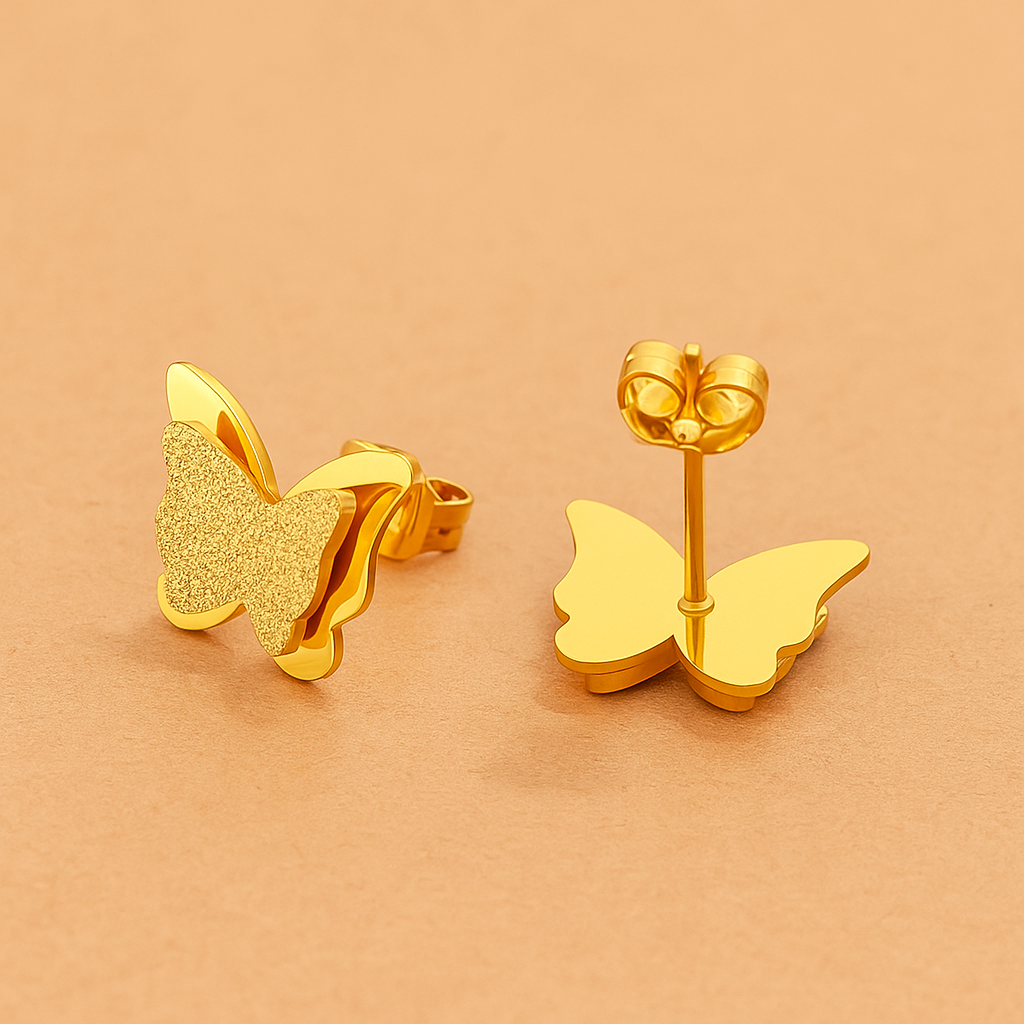 Gouden Gefladder Hypoallergene RVS Vlinderstekers voor Tijdloze Elegantie