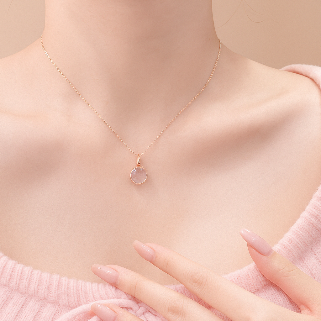 Kersenbloesem Roze Kristallen Ketting – Sleutelbeenketting voor Vrouwen