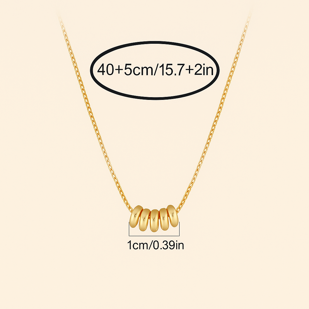 Elegante 18K Goudgeplateerde Vijf-Kraal Hanger Ketting